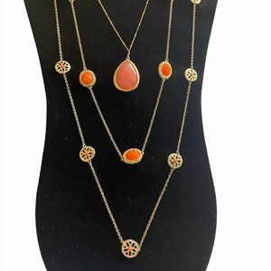 Coral and Gold Necklaces with Gold Chain